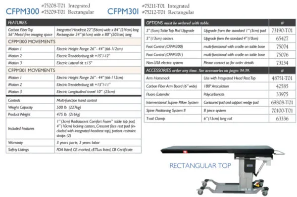Arrow Life Medical Solution - CFPM300 & CFPM30 Tables