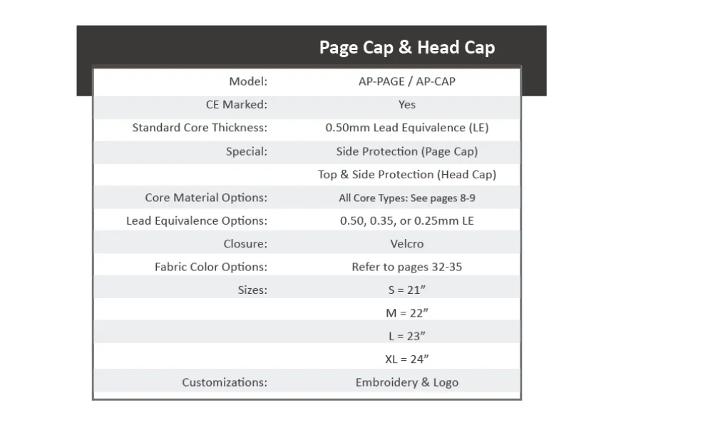 PAGE CAP & HEAD CAP