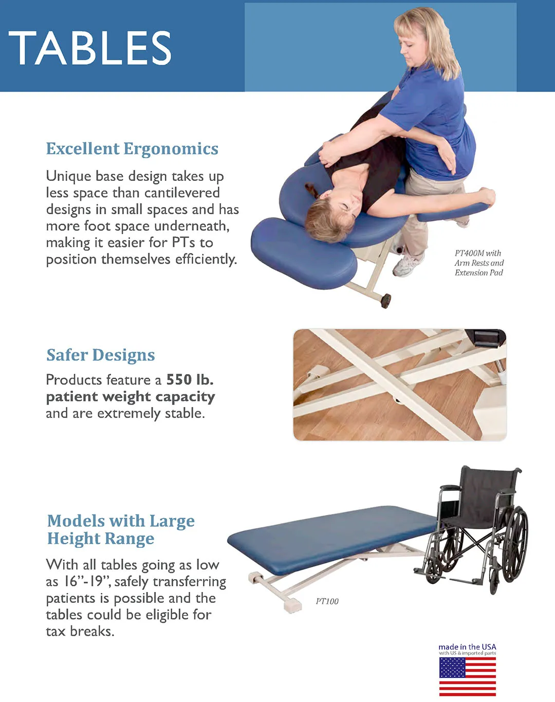 Arrow Life medical solution: PHYSICAL THERAPY TABLES Features